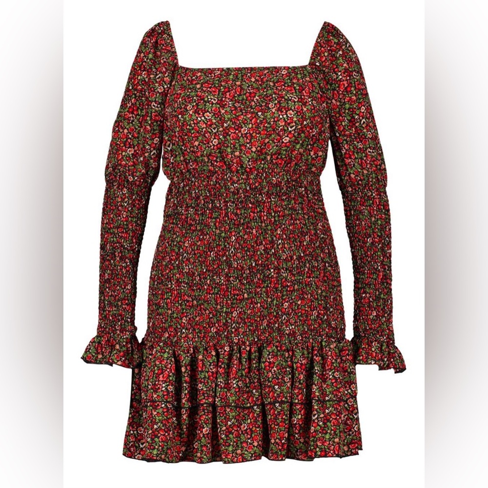 PLUS DITSY FLORAL RUFFLE MINI DRESS